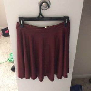 Maroon faux leather circle skirt